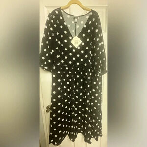 Ava & Viv Women’s Black White Polka-Dot A-Line Plus Size‎ Dress Sz 3X 22/24 NWT